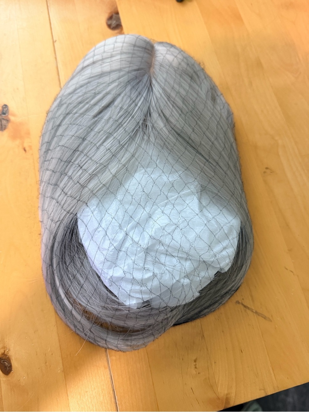 Short Gray 10 inch clip in topper Wig with Natural Center Parting - Gray